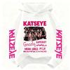 2026 Graphic Print Kids Long Sleeve Sweatshirt NEW Girls Hoodie Katseye Kpop Group Pocket Loose Casual Children Light Blue Top