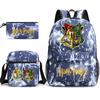 Large Capacity Schoolbag with Shoulder Strap; Student Three-piece Pencil Case Set