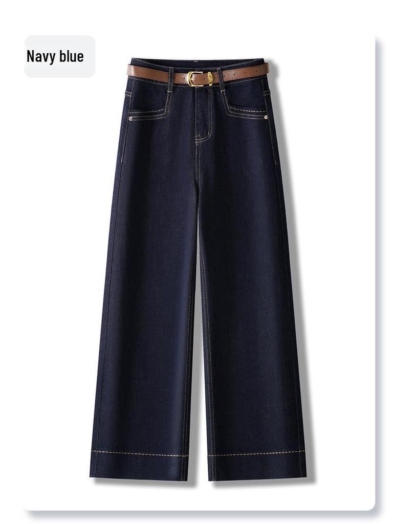Women's Light-Colored Wide-Leg Jeans: Petite, Slimming, Straight-Leg Nine-Point Pants for Summer 2025