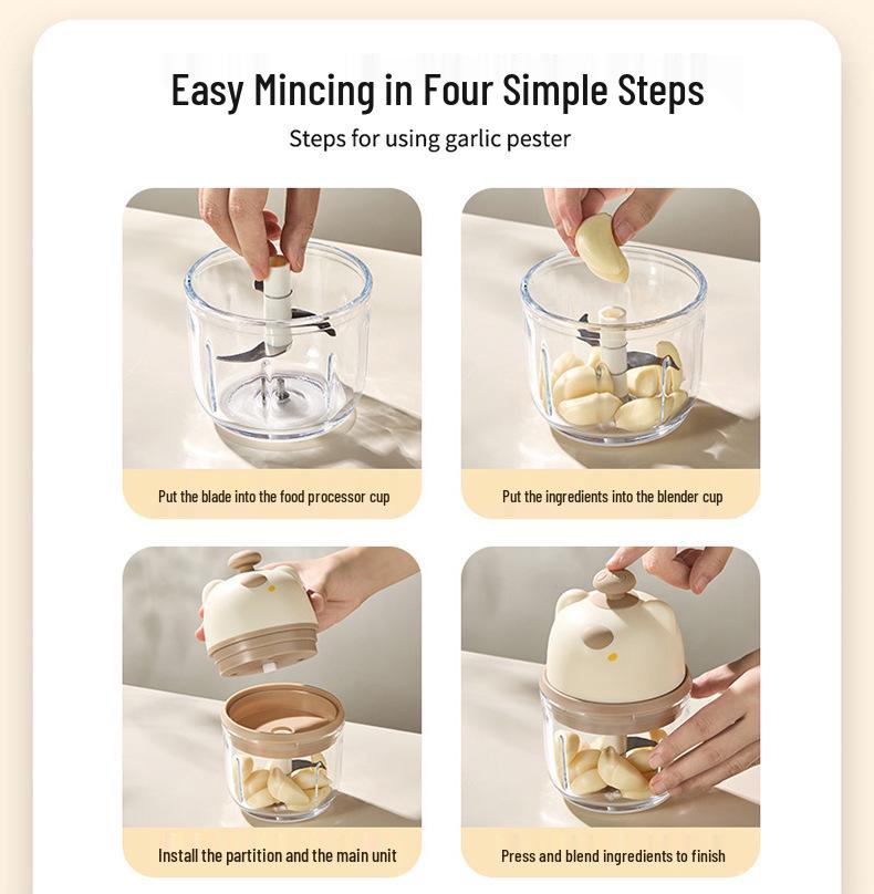 Compact Electric Garlic and Meat Grinder: Garlic Mincer, Garlic Press, and Mortar Crusher, Perfect for Home Use.