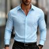 Men Geometric Line Print Long Sleeve Slim Fit Button Down Shirt
