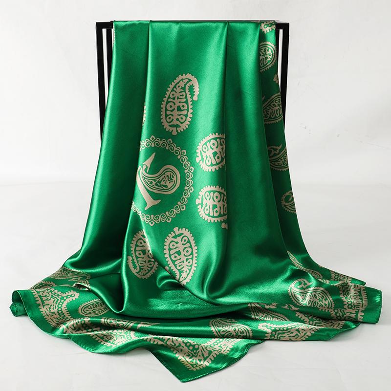 2025 Hip Hop Hijab Scarf Women Print Neckerchief Foulard Square Satin Silk Scarves Shawls And Wraps Lady Pashmina Bandana 2025