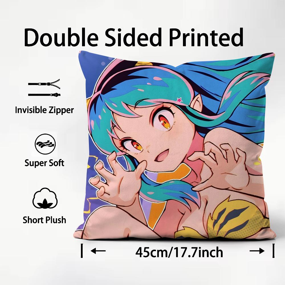 UUrusei YatsuraA Anime Cushion Cover Plush Fabric Soft DoubleSided Printed Sofa Warm Winter Home Child Gift Pillow Case
