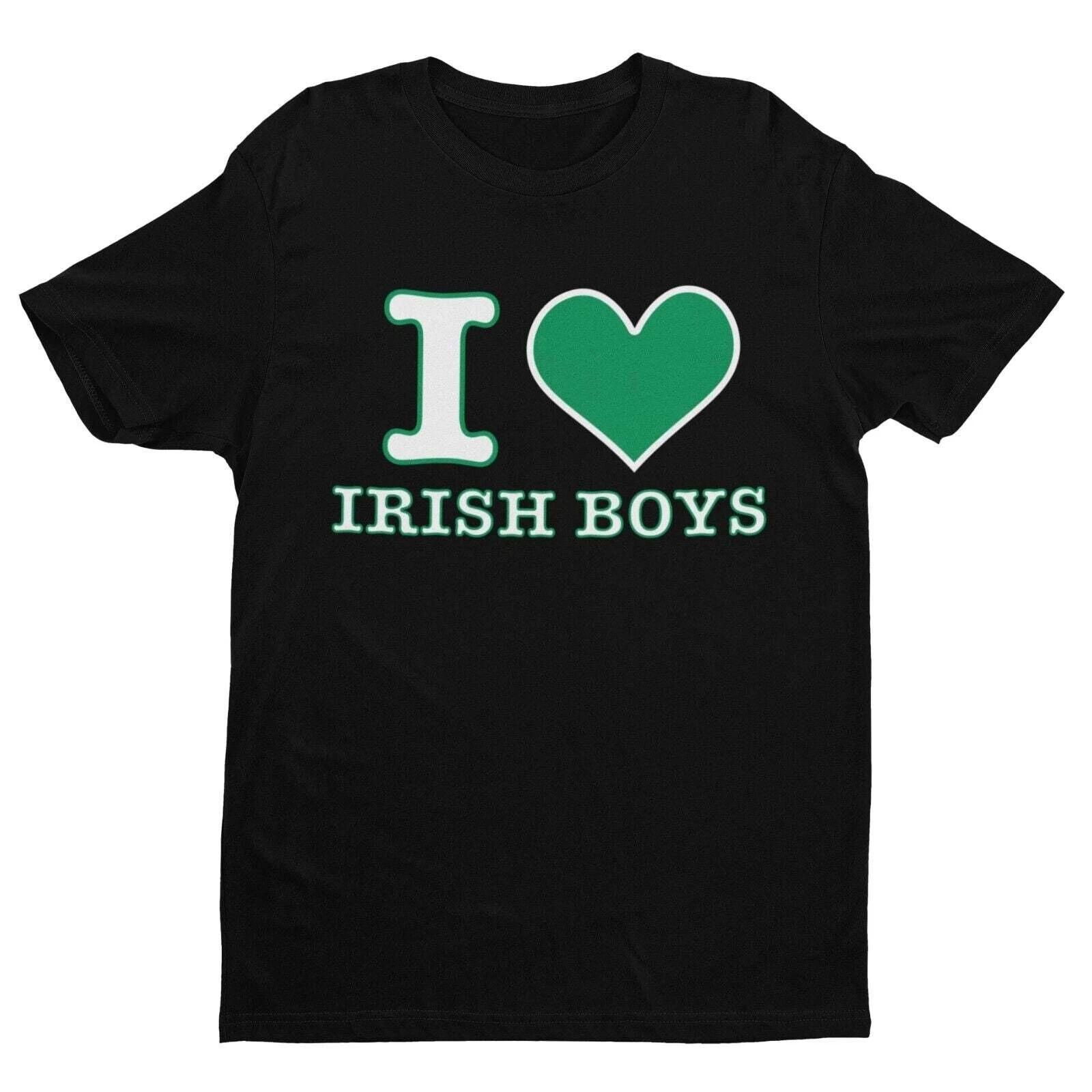 Kids Childrens I LOVE IRISH BOYS Green Love Heart T Shirt Trending St Patricks M