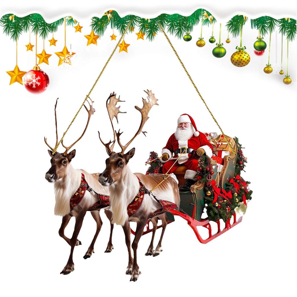 Weihnachts Rentierschlitten Weihnachtsmann Hängedekoration 2D Acryl Weihnachtsmann auf Schlitten Anhänger Feiertag 2025 Weihnachtsfeier Zubehör