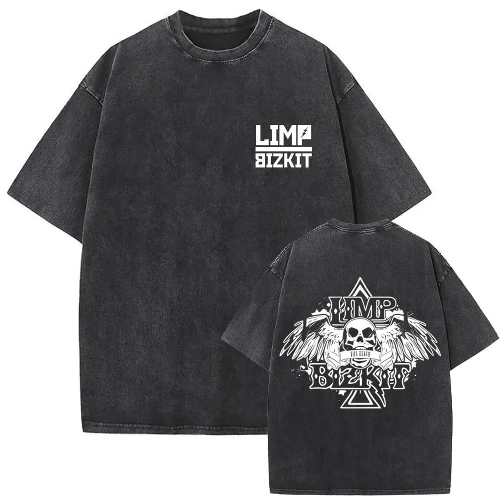 

Washed Vintage Rock Band Limp Bizkit Terror Skeleton Graphic T Shirt Men Women Gothic Oversized Short Sleeve Tshirts Streetwear S