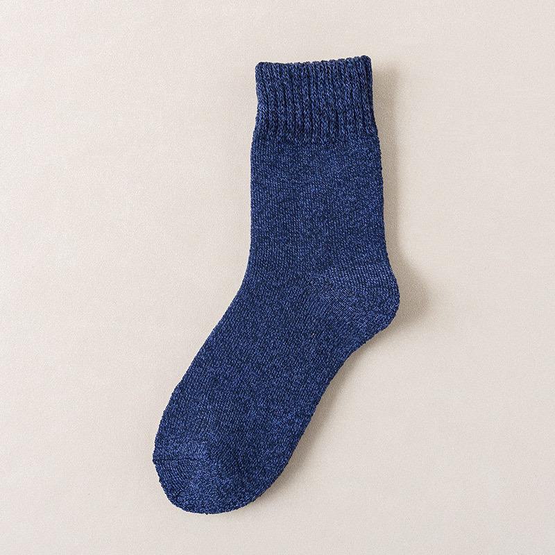 Men's Cotton & Wool Socks: Warm Winter Terry, Business Casual, Solid Color, Long Style