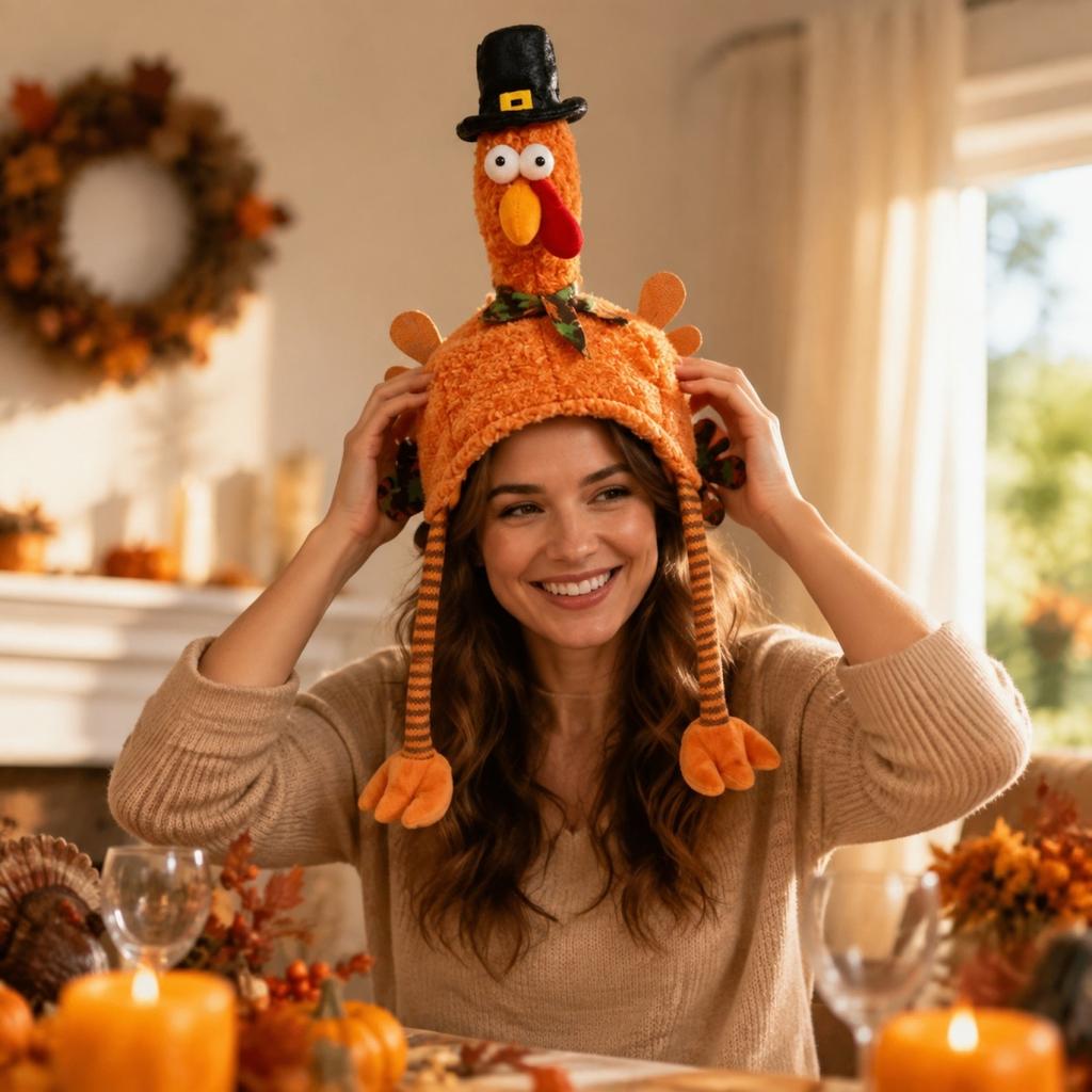 Truthahn-Hut mit langen Beinen für Thanksgiving-Partydekoration und Kostüm