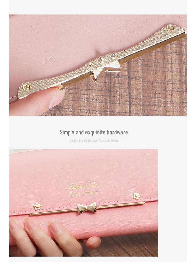 2025 Korean Style Cute Bow Buckle Ladies' Wallet with Rivets