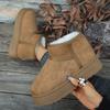 Luxury Winter Women Short Plush Warm Snow Boots Casual Shoes New Suede Fur Chelsea Ankle Boots Flats Platform Ladies Shoes
