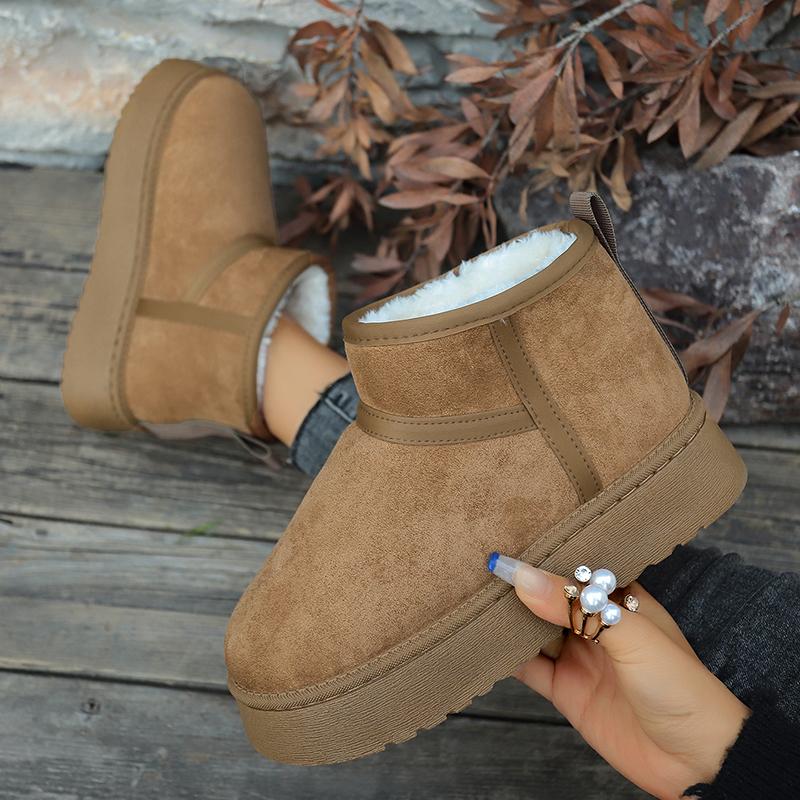 Luxury Winter Women Short Plush Warm Snow Boots Casual Shoes New Suede Fur Chelsea Ankle Boots Flats Platform Ladies Shoes