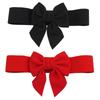 Women's Cotton Wide Belt with 3D Bow - Sweet Elastic Waistband, Three Sizes