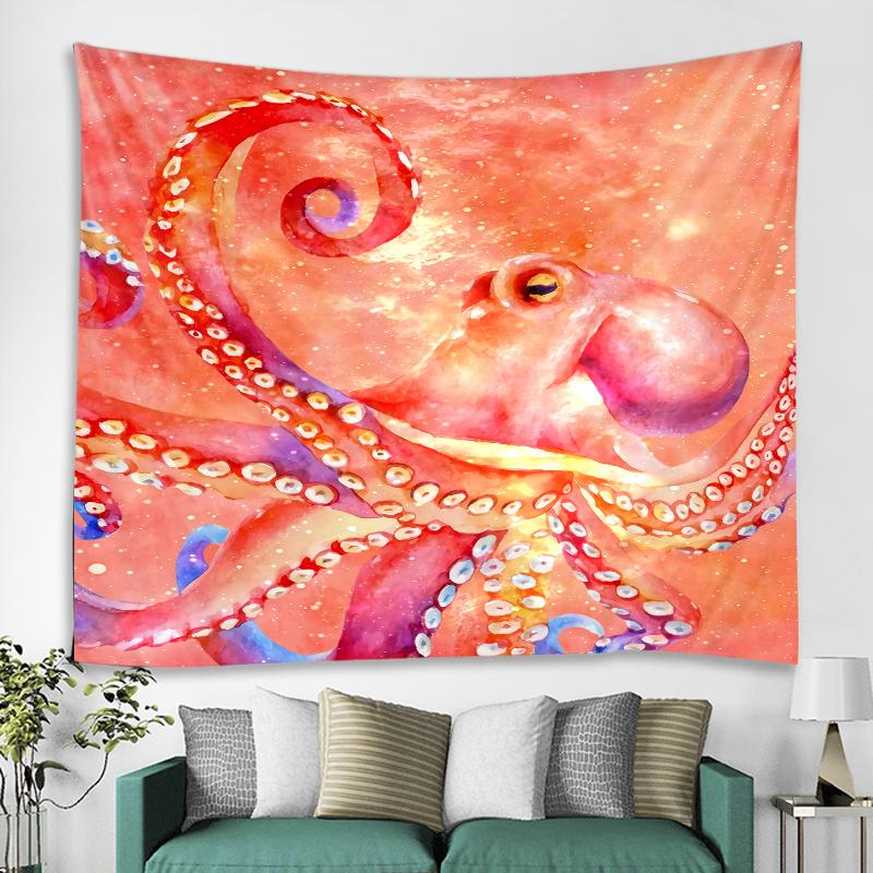 Unterwasser-Tierkunst, Oktopus, Oktopus-Muster, Wandteppich, Hippie-Wandbehang, Wandteppich, Wohnzimmer, Schlafzimmer, Dekoration