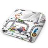 Riley Blake C12512 Coperta in Flanella T-Thomas The Train Friends Binari del Treno Biancheria da Letto Super Calda Coperte per Copriletto Divano Letto