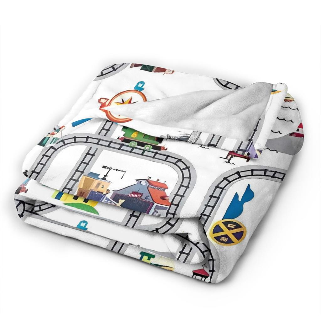 Riley Blake C12512 Coperta in Flanella T-Thomas The Train Friends Binari del Treno Biancheria da Letto Super Calda Coperte per Copriletto Divano Letto
