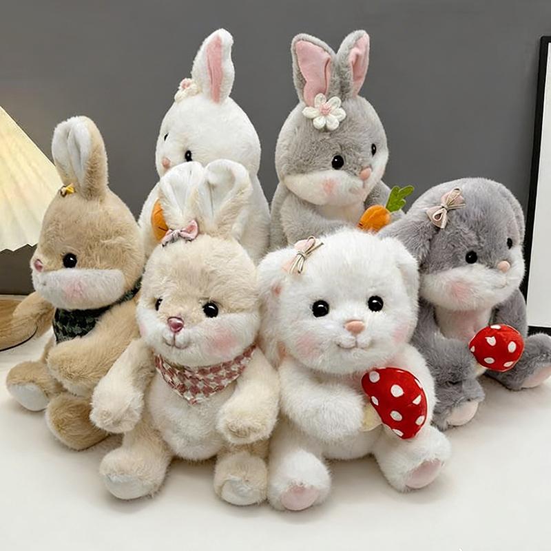 Cute Bunny Plush Toy Girly-Hearted Plush Doll Carrot Rabbit Pillow Scarf Rabbit Sleep Comfort Toy Children's Birthday Gift for G