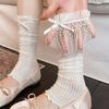 Ballet Style Foot Stepping Calf Socks Women'S Summer Thin Hollow Mesh Stacking Socks Bow Lace Half Sole Leg Cover