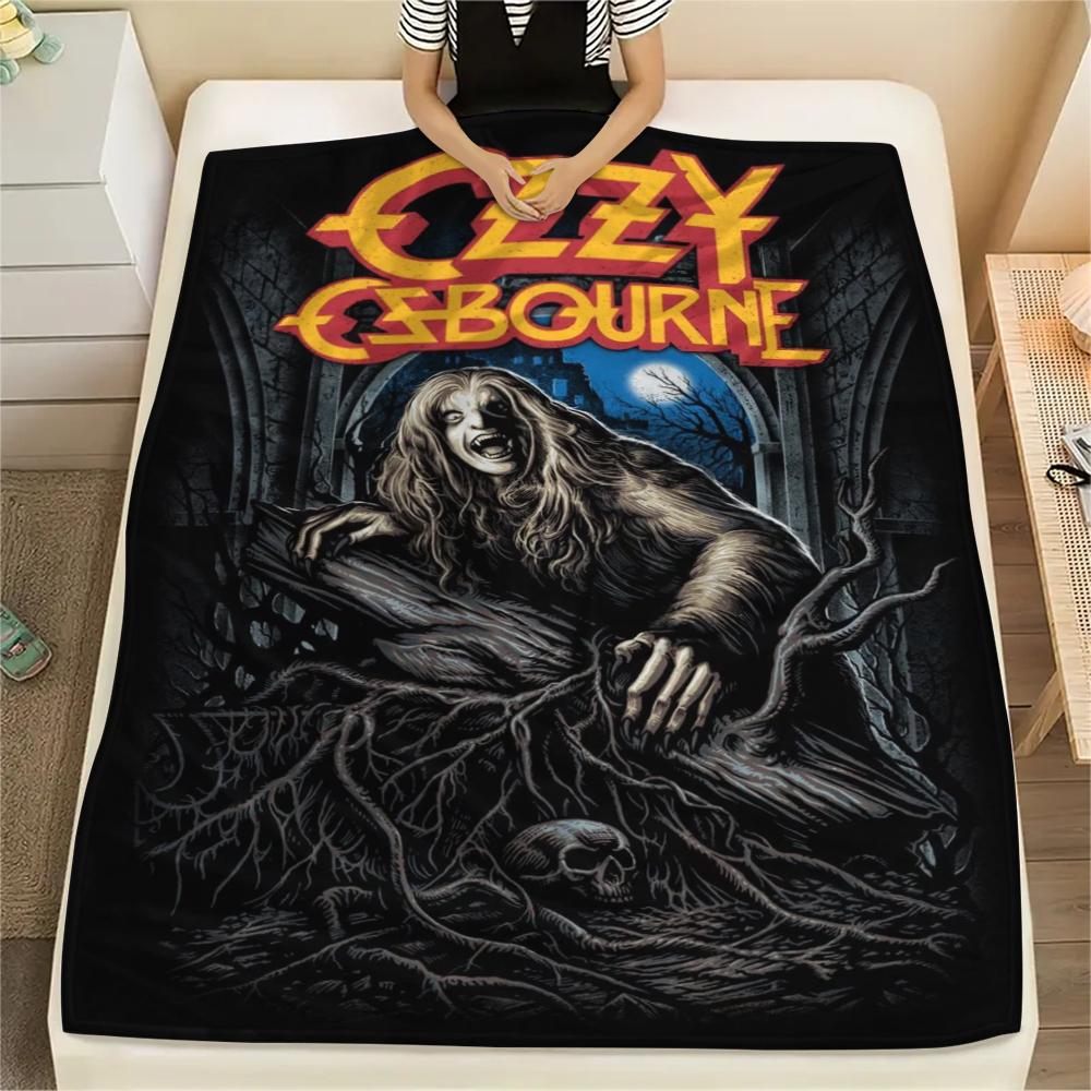 1pc Ozzy Osbourne Print Flannel Blanket, High quality Comfortable for All Seasons, Home Decor, Warmth and Comfort, Perfect for Christmas Gifts74