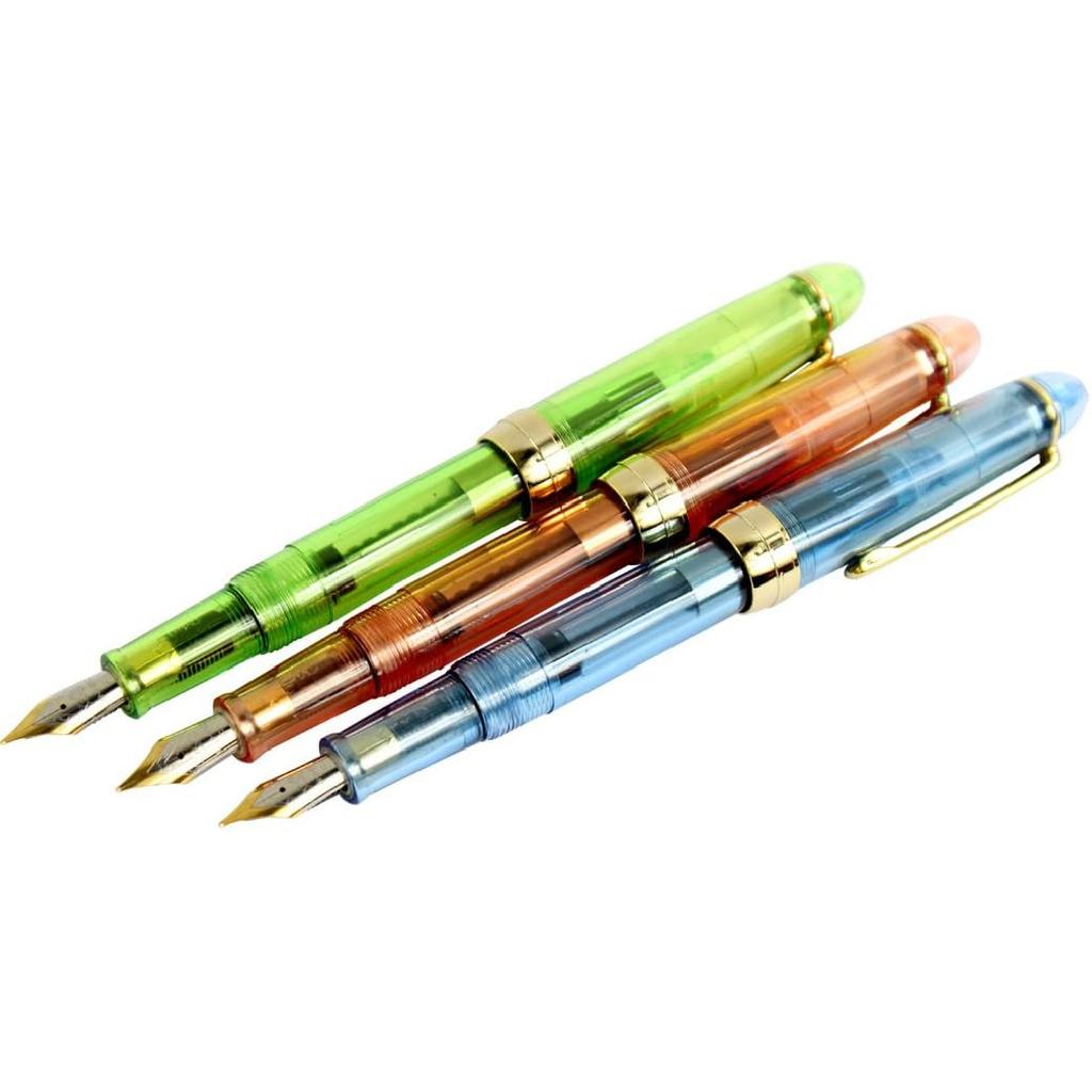 Gullor Jinhao 992 Plastic Fountain Pen Golden Clip, Transparent, 6 Colors, 6PCS