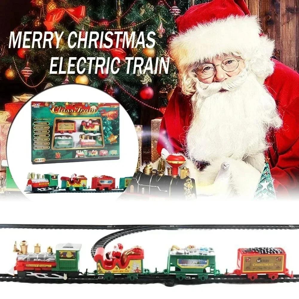 NEW Electric Train Set Mini Santa Claus Rail Car Toy Creative%% Christmas Tree Decoration Train Kids Toy Christmas Gift%%