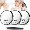 Magnifying Mirror Set (20X, 30X, 40X) 3.5" Compact Travel Mirrors with Tweezers & Suction Cups for Makeup, Brows & Ingrown Hair