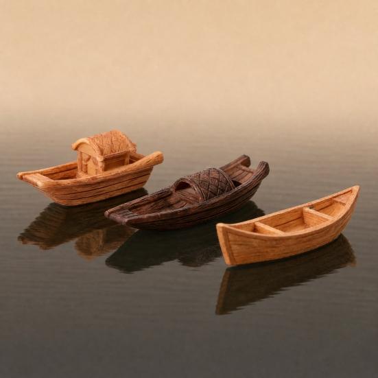 2 Pcs Miniature Boat Figurines for Fairy Garden Accessories, Resin Mini Ship Models for DIY Micro Landscape, Sand Tray, Terrarium, Bonsai Ornament