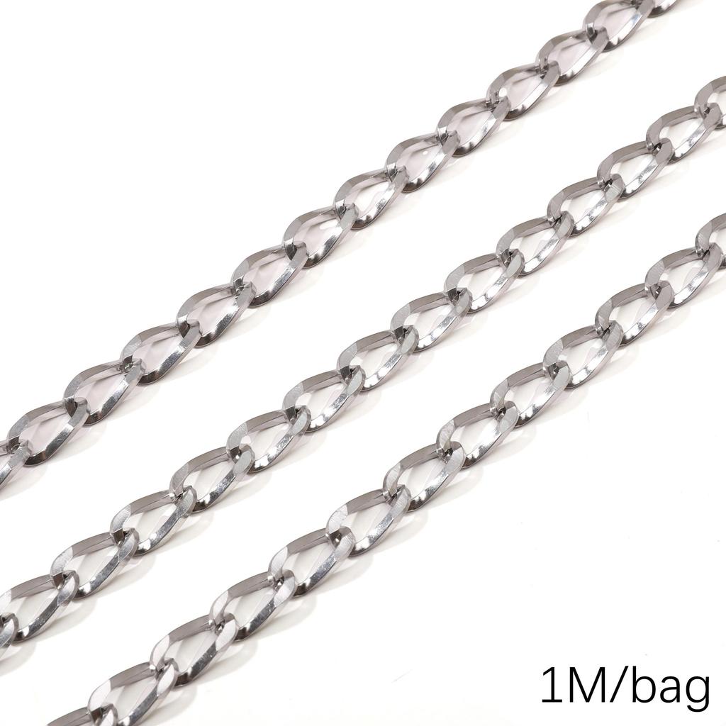 Chaîne Cœur en Acier Inoxydable de 0,5/1 Mètre Chaîne Cubaine Chaîne Punk de Base pour la Fabrication de Colliers Bracelets Bijoux Accessoires