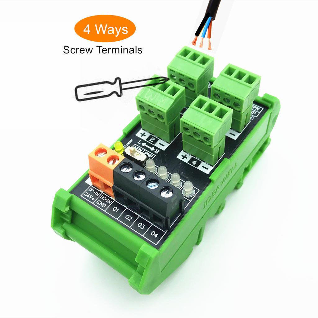 PLC Input Module Terminal Block 4 6 Way/Channels Photoelectric Proximity Switch NPN PNP Sensor 3 Wires Conversion Transfer Board