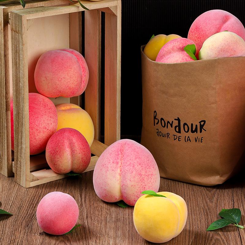 Seasonal Foam Fruit Ornaments: Large Flat Peach Simulation Model