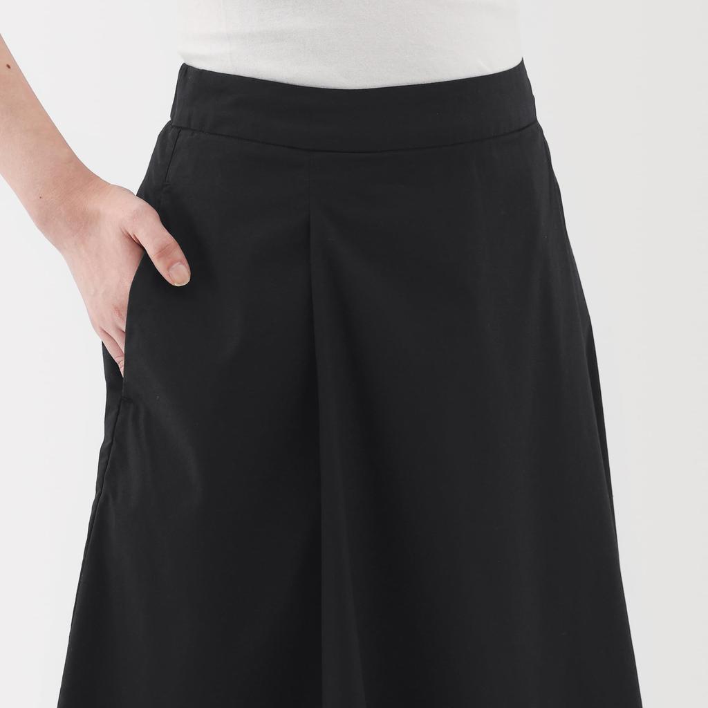 MUJI Women's Quick-Drying Broad Flare Skirt, Black, Size M, BE1VAA5S