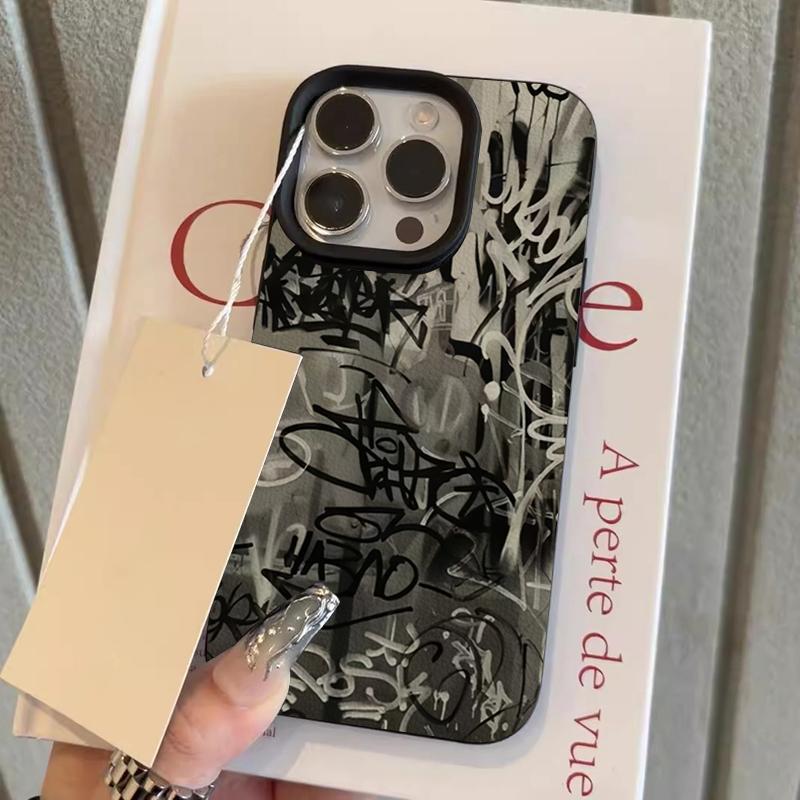 

Черно-белые граффити буквы Крутой дизайн Чехол для телефона для iPhone 17 16 15 14 Plus 13 12 11 Pro Max 17 Air X XR XS Мягкая крышка iPhone 15 Pro Max