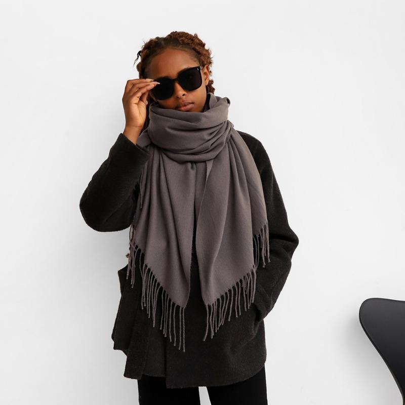 Solid color imitation cashmere scarf Ankara red shawl knitted warm scarf long shawl