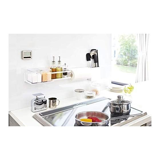 Yamazaki Jitsugyo 5104 Magnetic Kitchen Wall Bar Wide White Approx. W84XD1XH7.3cm Tower Wall Storage System Bar Magnetic Mounting