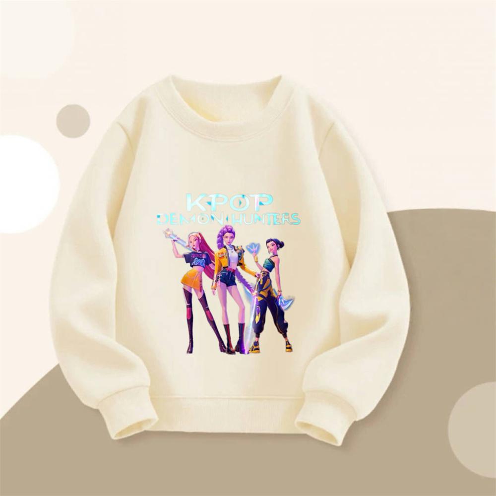 Girls Sweatshirts Fashion Casual Long Sleeve Children's Kpop Demon Huntrix Hoodie Outer Wear Toddler Cartoon Printed Pullovers