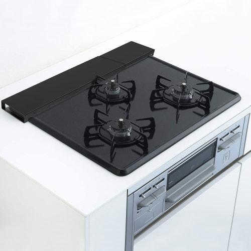 SAIKEYO [44-77cm Extendable] Exhaust Vent Cover, Stovetop Cover, Matte Black, Smart, Easy to Clean, Wide, Compatible with Built-in Gas and IH Stoves,