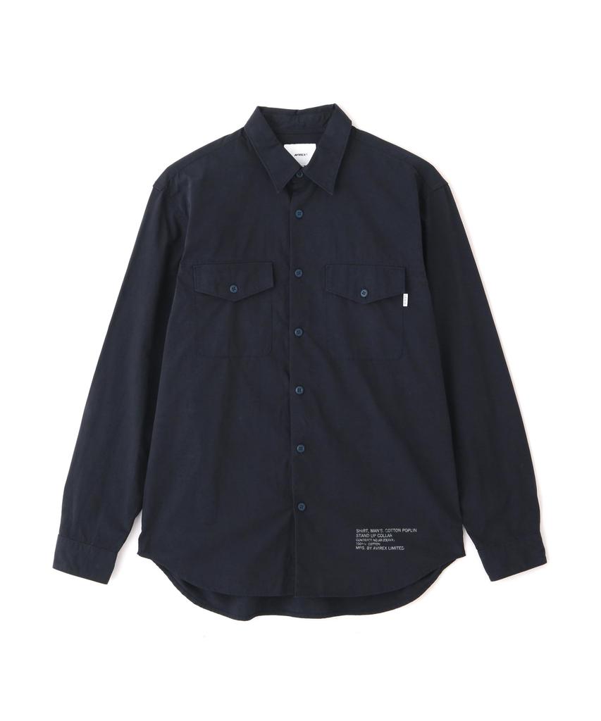 AVIREX Basic Army Poplin L/s Shirt Men's M Navy