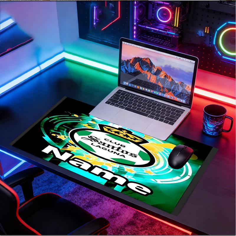 Custom Name Personalized Club Santos Laguna Pattern Mousepad, Laptop PC Desk Mat, Decorative Desk Mat for Home Keyboard Pad Gift