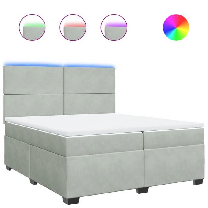 VidaXL Sommier à lattes de lit et matelas Gris clair 200x200cm Velours, lit, lit à plate-forme, lit à panneaux, meuble de 3293296