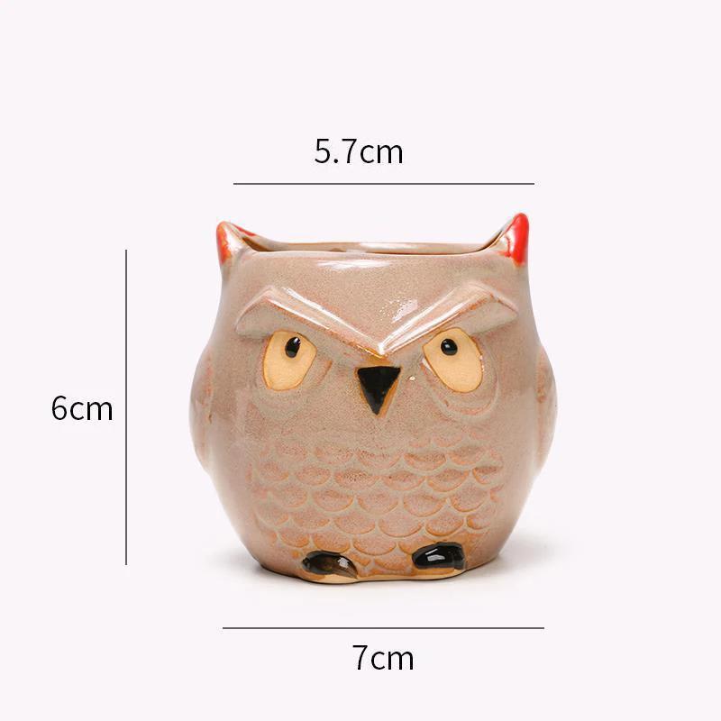 Ceramic Owl Flower Pot Cute Animal Thumb Flower Pot Mini Succulent Cactus Flowerpot Home Living Room Office Decoration Gifts