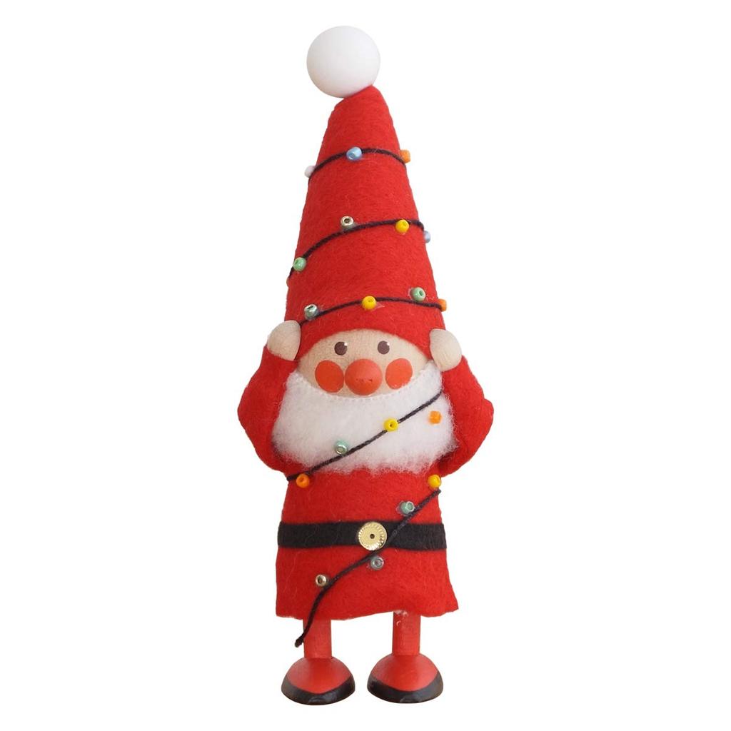 NORDIKA nisse Nordica Nisse Christmas Wooden Doll Santa Claus Entangled in Illuminated (Red Decorations)