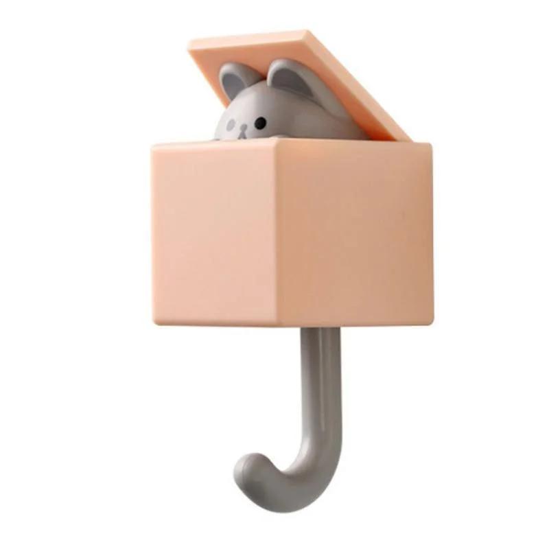 Cat Hook Cute No Punch Hang Clothes Hook No Mark Animal Hook Key Strong Adhesive Home Storage Organization Decorative