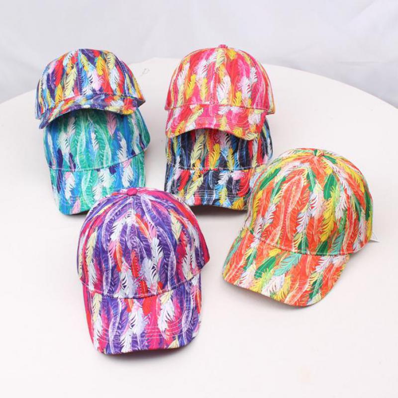 

Baseball Cap Women Spring Summer Feather Graffiti Sun Hat Caps For Men Women Unisex Outdoor Sunscreen Snapback New Casual Dance 56-58CM помаранчевий