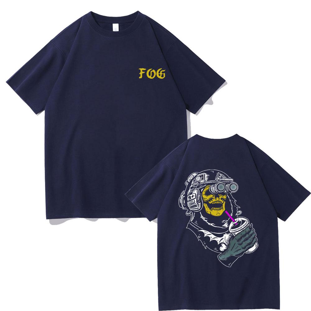 Forward Observations Group T-Shirt Gothic Skelett Grafikdruck T-Shirt Herrenmode Schwarze T-Shirts Männlich Vinatge Kurzarm