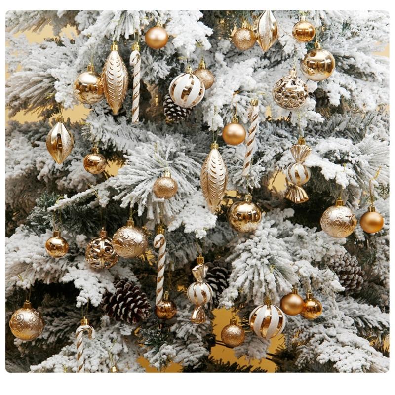 40pcs Durable Christmas Tree Balls Decoration Set Plastic Christmas Baubles Ornaments In Various Colors Ornaments