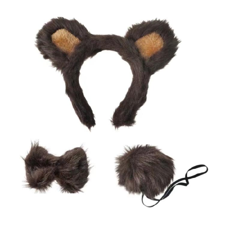 Akcesoria do Kostiumów Zwierzęcych Opaski na Głowę z Uszami Sarny/Małpy/Psa/Krowy/Niedźwiedzia, Muszka, Ogon