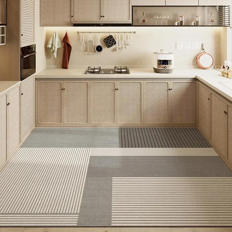 Kitchen Carpet Large PVC Waterproof Rug Non-slip Floor Mat Leather Oil-proof Foot Mats American Retro Style Home Decoration Rugs