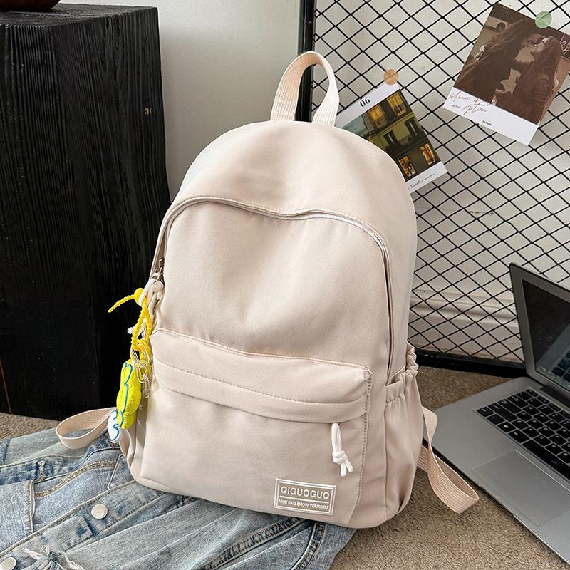 

Нейлоновый студенческий рюкзак с принтом бантика для девочек, женщин, школьная сумка, регулируемый ремешок, дорожная сумка, милый рюкзак бежевый