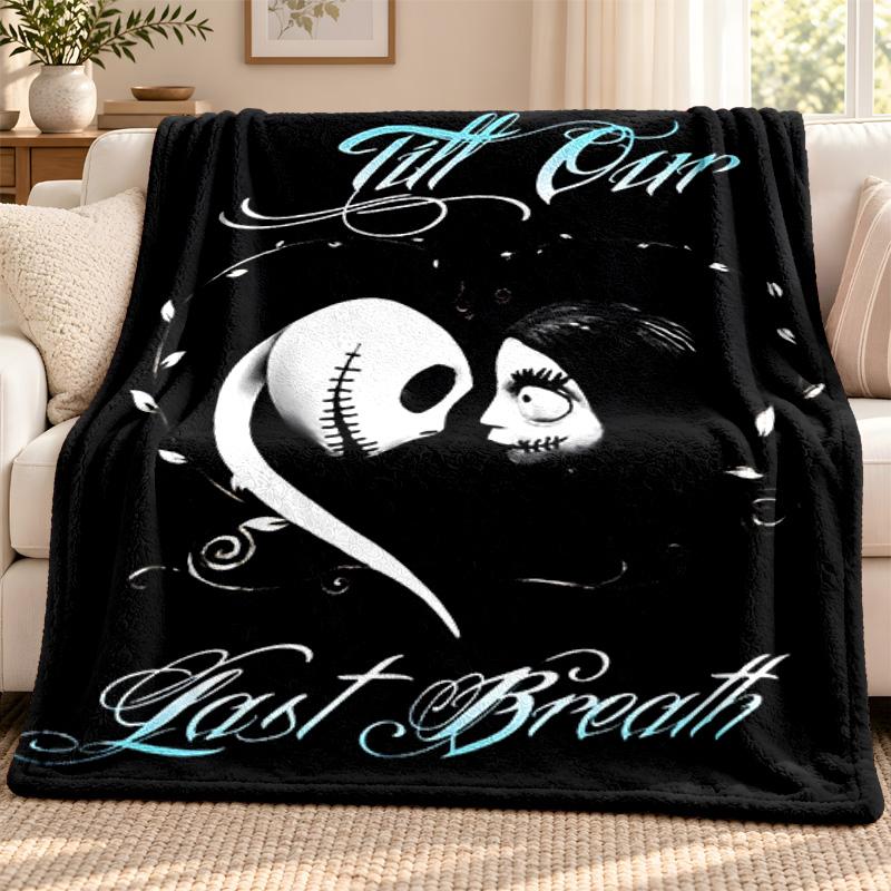 Jack with Sally Blanket Flannel Blanket Soft Cozy Plush Throw for Sofa Bed Lightweight Home Decoration Outdoor Camping