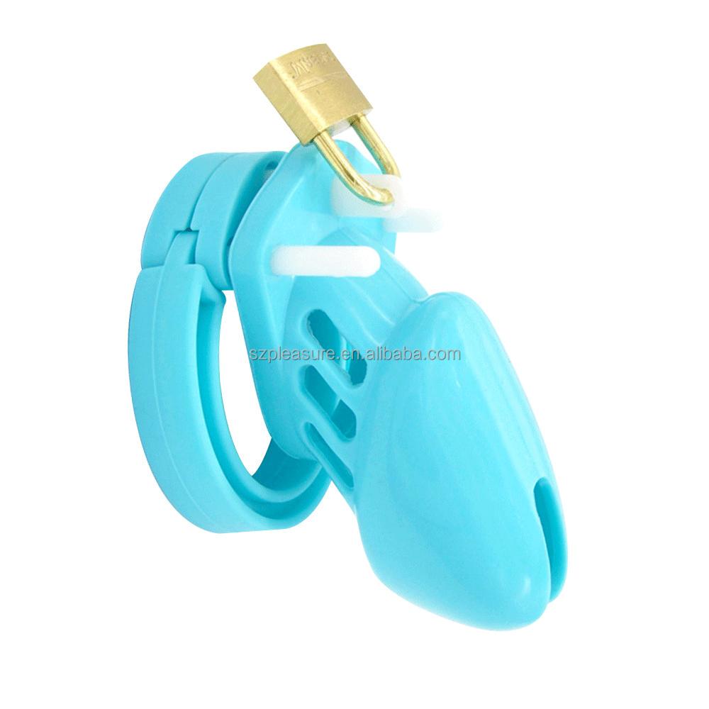 OEM Resin Male Chastity Cage Devices with 5 Size Rings & Lock Black White Pink Male Cage Wholesale