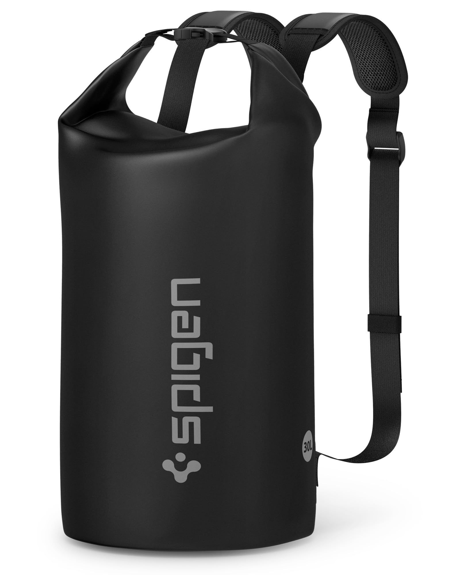 

[Spigen] Сумка-гермомешок Водонепроницаемая сумка 30 л IPX6 Рюкзак Водонепроницаемая сумка Большой вместимости Морской бассейн Дайвинг Сумка для вещей Тип бочки Рюкзак ПВХ AMP07226 (черный)